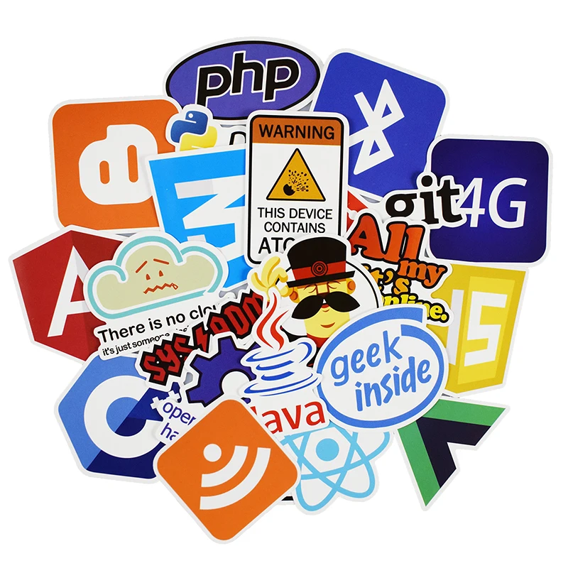 50 шт. Java интернет JS php-docker Биткоин html-язык программирования приложение Логотип Забавные наклейки для ноутбука автомобиля DIY наклейки