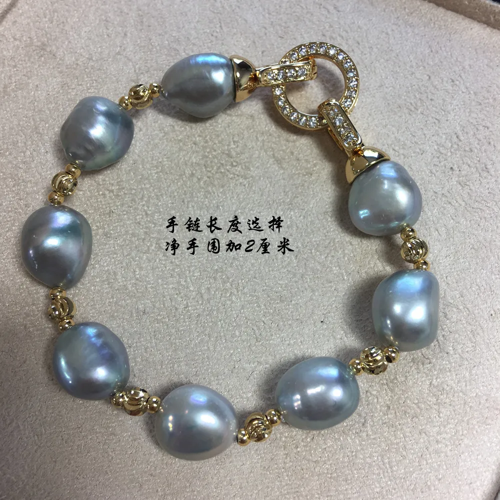 women's silver Genuine Natural pearl necklace highlighting grandma gray baroque freshwater pearl necklace sweater chain