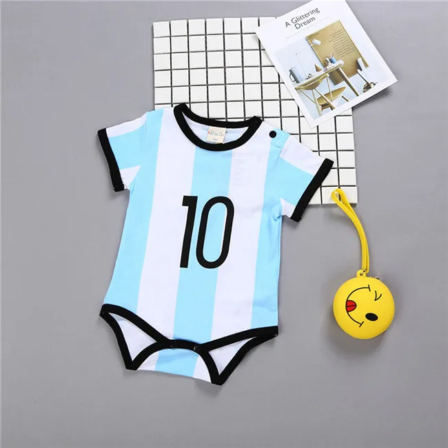 Футбольные Детские спортивные комбинезоны; хлопковая одежда с короткими рукавами для новорожденных; мягкая летняя одежда для новорожденных; боди для детей; розничная