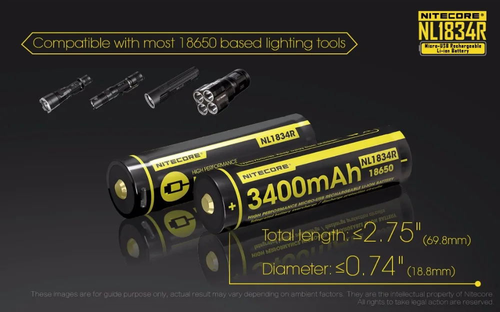 4 шт Nitecore NL1834R 18650 3400mAh 3,6 V 12.6Wh перезаряжаемый литий-ионный аккумулятор высокого качества с защитой