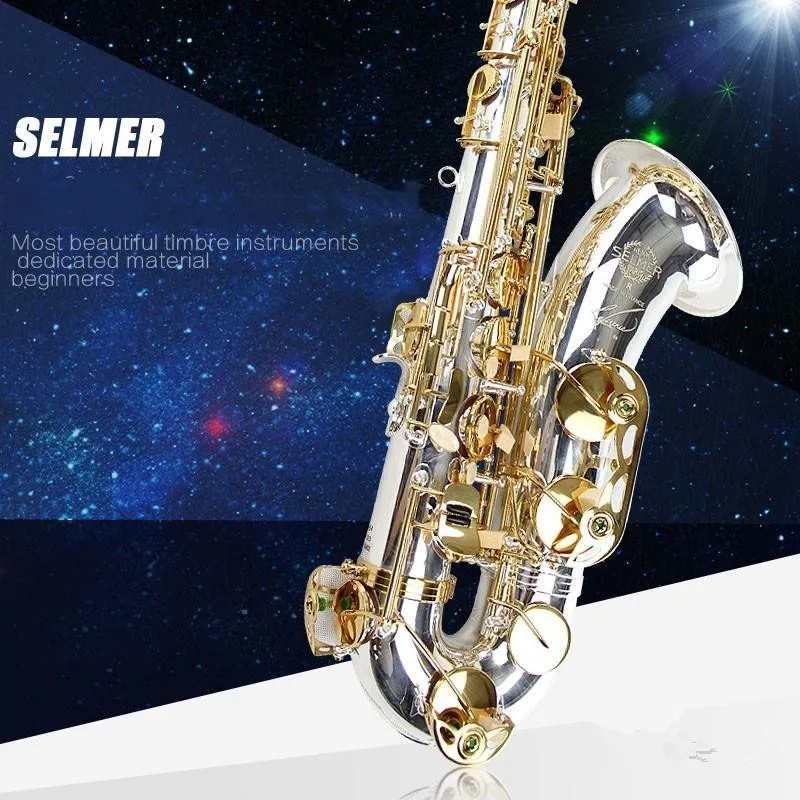 

France SELMER 54 B flat tenor saxophone silver saxophone Musical Instrument Professional Play music tenor saxophone free transpo
