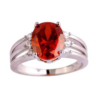 New Fashion Women Rings Jewelry Dazzling Red Garnet 925 Silver Ring For Party Size 6 7 8 9  10 11 Wholesale Free Shipping