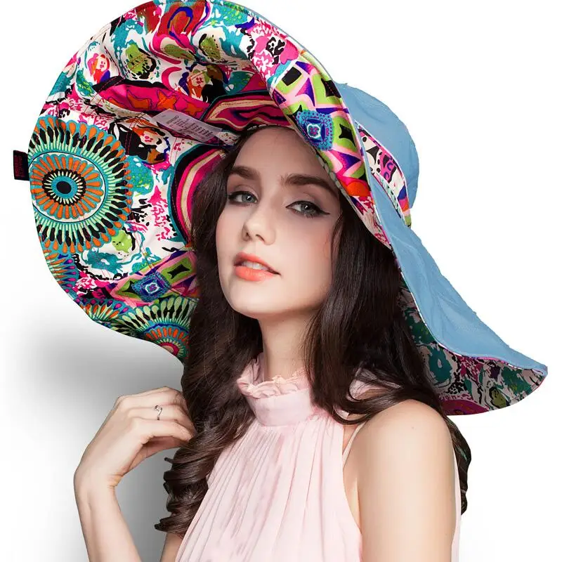 [SUOGRY] 2017 Fashion Design Flower Foldable Brimmed Sun Hat Summer