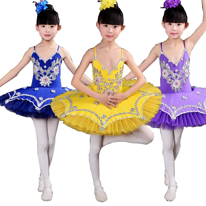 6 Colors Kids Sequined Swan Lake Ballet Tutu Dancing dress Girls Ballroom Party Dance ware Costumes Outfits  Stage wear dress