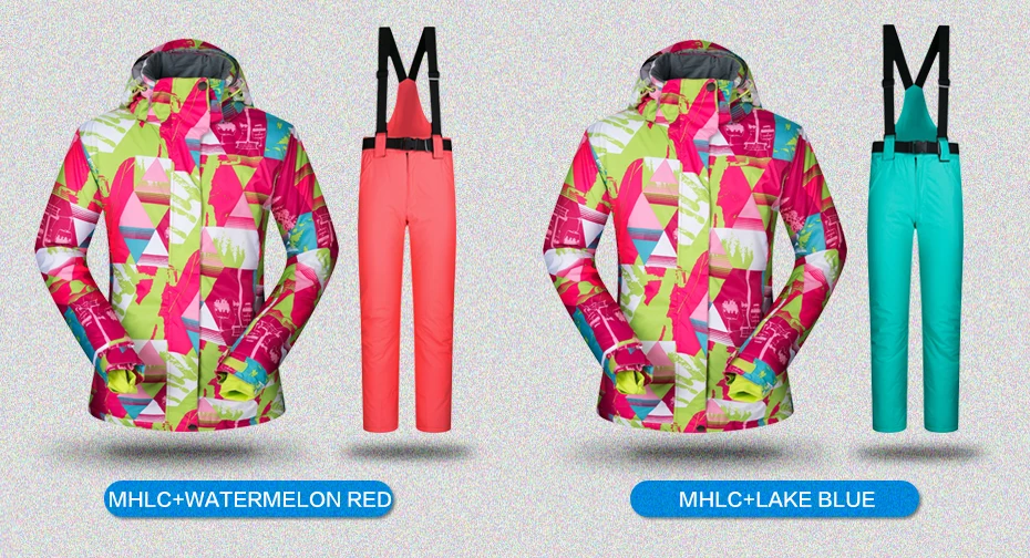 Лидер продаж, лыжный костюм, женские бренды, водонепроницаемые ветрозащитные лыжные куртки и штаны для альпинизма, лыжный шпон и двухбортный женский лыжный костюм