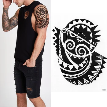 

MAORI SUN TEMPORARY TATTOO, SUN, EARTH, TRIBAL MENS, WOMENS, POLYNESIAN, STICKER