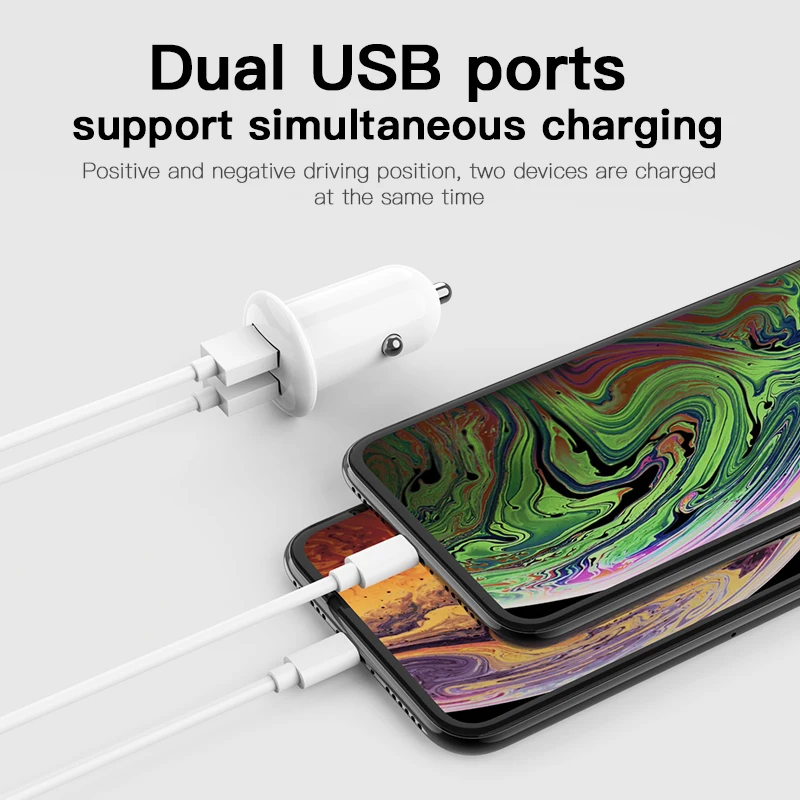 KUULAA мини USB Автомобильное зарядное устройство для Xiaomi Redmi Note 7 двойной 2.4A быстрая