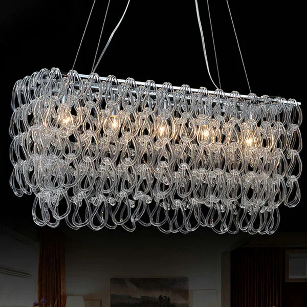 Современная стеклянная люстра Lustre прямоугольник E14 светодиодная осветительная