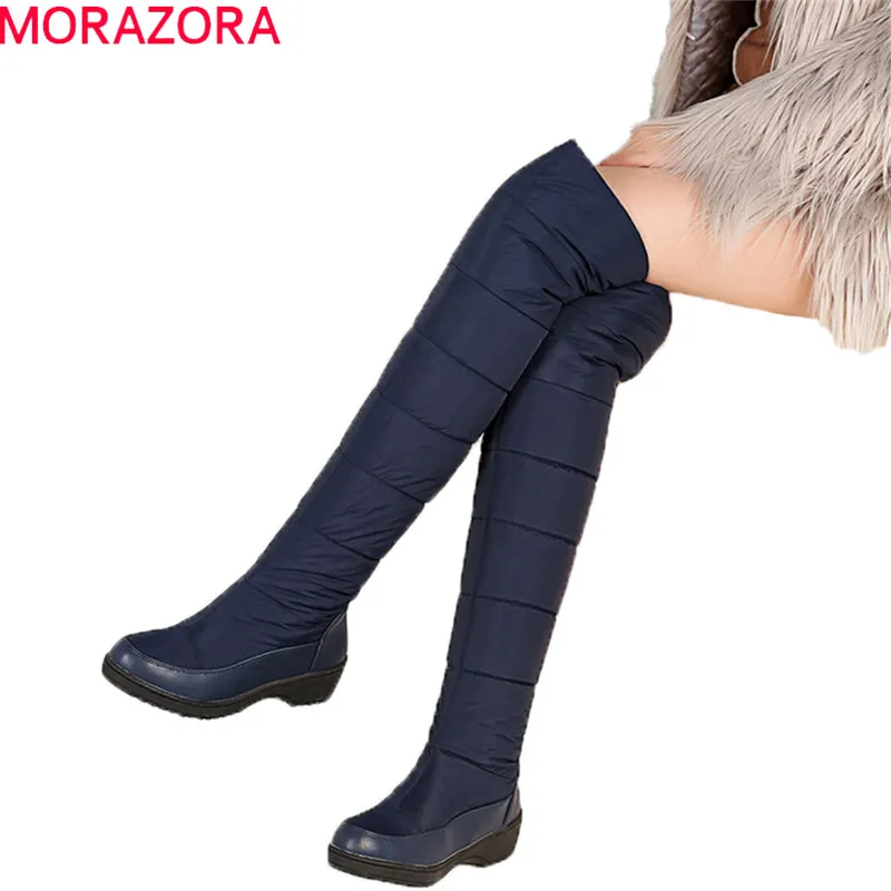 MORAZORA Fashion winter keep warm plush snow boots high quality down over the knee boots footwear platform thigh high fur boots MORAZORA Fashion winter keep warm plush snow boots high quality down over the knee boots footwear platform thigh high fur boots