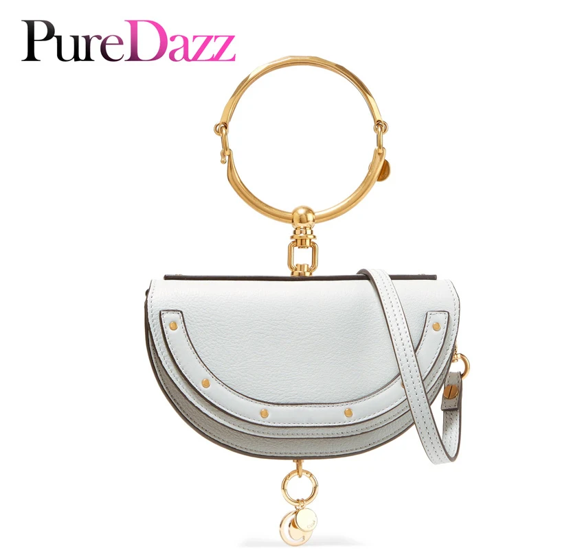 2019 Luxury Women Bag Brand Shoulder Bag Half Moon Handbag Fashion Crossbody Bag Genuine Leather Purse Ring Ladies Bag