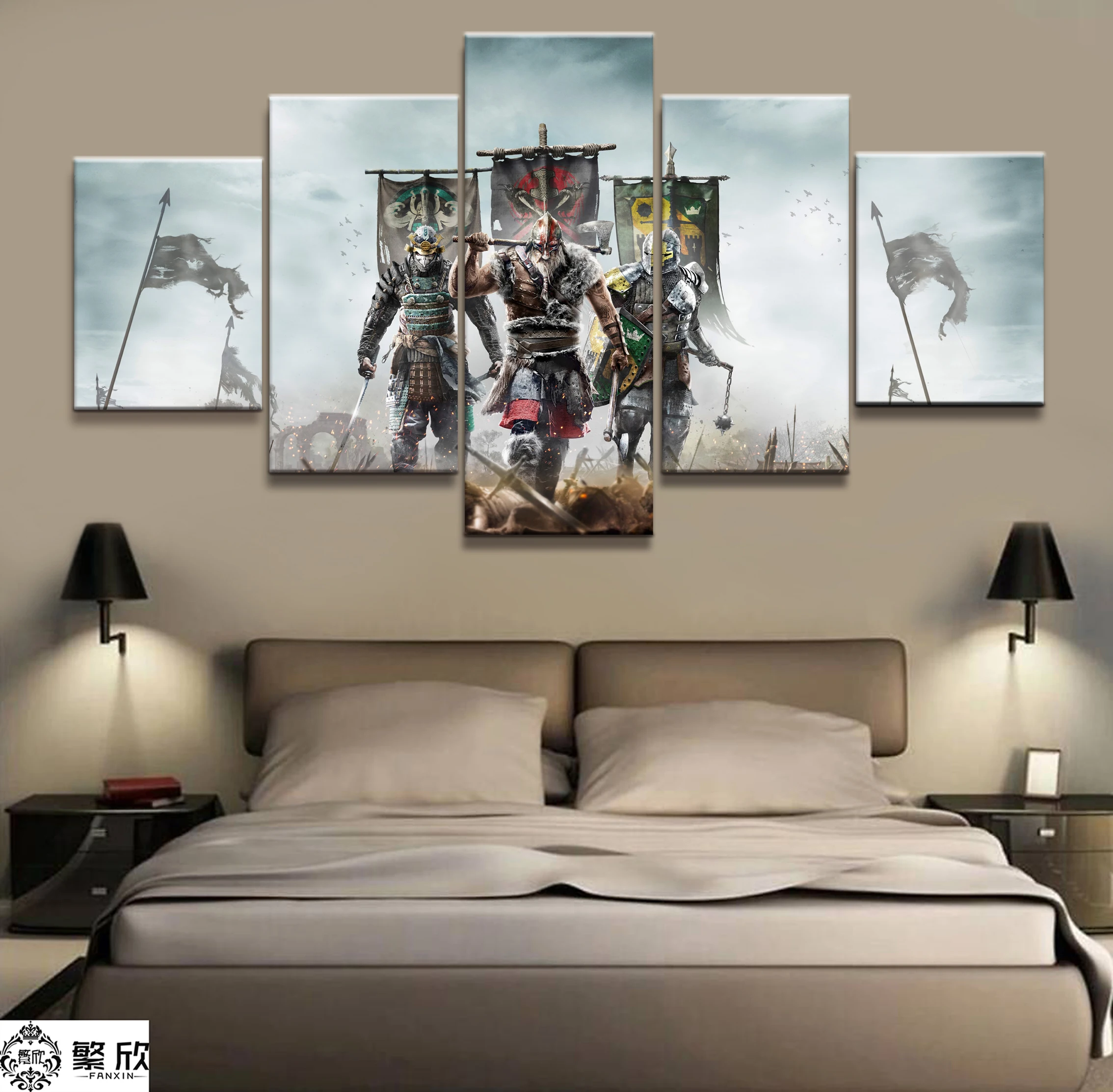 

5 Pieces For Honor Game Comic Poster Modern Wall Art Decorative Modular Framework Picture Canvas HD Printed One Set Painting