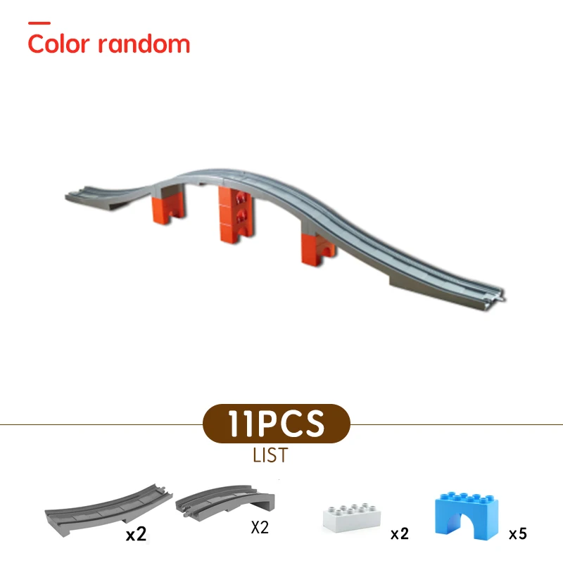 Блоки большого размера игрушки на батарейках поезд трек мост Набор для детей Творческий трек строительные блоки Совместимость le Duploed - Цвет: 11PCS