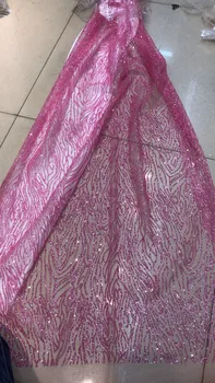 

5yards S-11125 print glued glitter tulle african fabric for bridal wedding dress