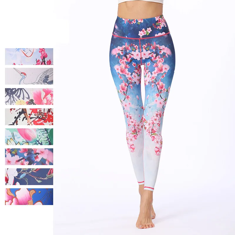 

Printed Flower Sport Leggings Women High Waist Tight Pilates Yoga Gymnastics Training Female Exercise leggings For Fitness