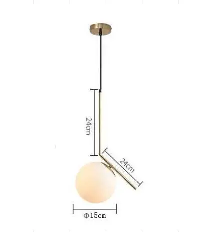 Американские стеклянные шаровые подвесные светильники, железный обруч, подвесной светильник для спальни, кафе, ресторана, бара, внутреннего освещения, декоративный светильник, светильники - Цвет корпуса: L Ball  Dia 15cm