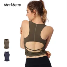 NRAHBSQT открытая форма для гимнастики для женщин с нагрудной накладкой спортивные бесшовные Топы Рубашки для йоги для фитнеса бега Спортивная одежда для активного отдыха YN024