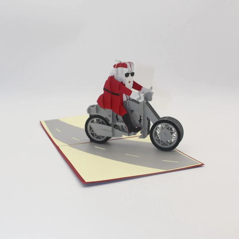  3D Laser Cut Handmade Fashion Motorcycle Cool Santa Claus Paper Invitation Greeting Card PostCard A - 32827285061