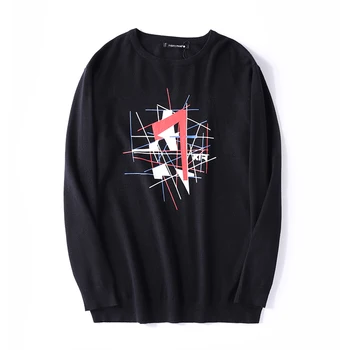 

Autumn XL Men's Irregular Map Loose Round Neck Sweater