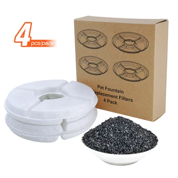 

4pcs Pet Cat Fountain Filter Activated Carbon Filters Charcoal Replacement Accessories for Fountain for Cat Dog Pets Drink Water