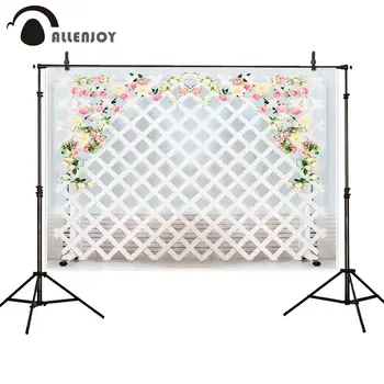 

Allenjoy white fence flowers photography backgrounds studio room wedding decor backdrop photobooth photocall printed fabric