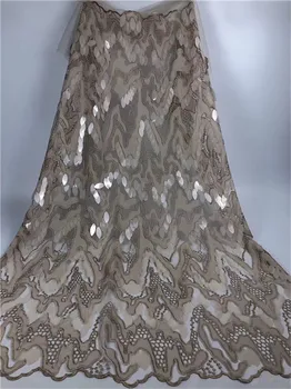 

2019 high quality French sequence sequins net lace,African velvet tulle mesh sequence lace fabric for party dress 5yards/lot(FJ3