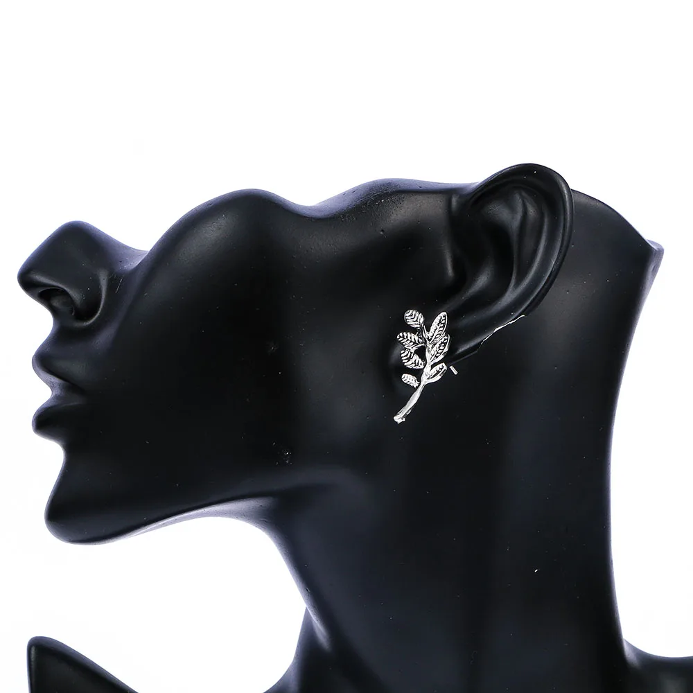1 Pair Fashion Gold & Sliver Colors Leaf Shape Design Stud Earrings Simple Unique Gift for Women Girl Ear Jewelry