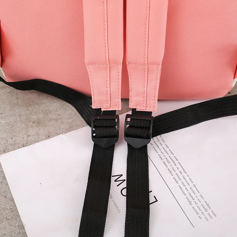 pink letter embroidery patchwork backpack womens backpack canvas bag shoulder school bags for girls ladies backpack purse set