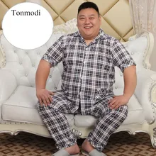 Новая мужская одежда для сна хлопковый пижамный комплект с коротким рукавом пижамные брюки для мужчин гостиная сон пижамный комплект плюс размер 5XL одежда 140 кг