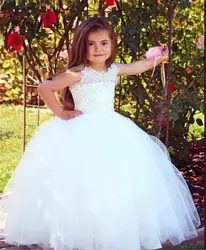 Эксклюзивное платье с цветочным узором для девочек, Тюлевое кружевное бальное платье для свадьбы, платья для первого причастия, на