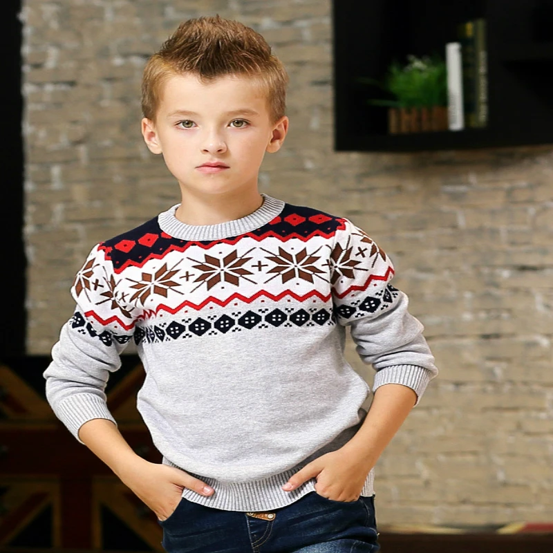 Boys Sweater Cotton Knitting Warm O neck Kids Clothes 3 10T Long Sleeve
