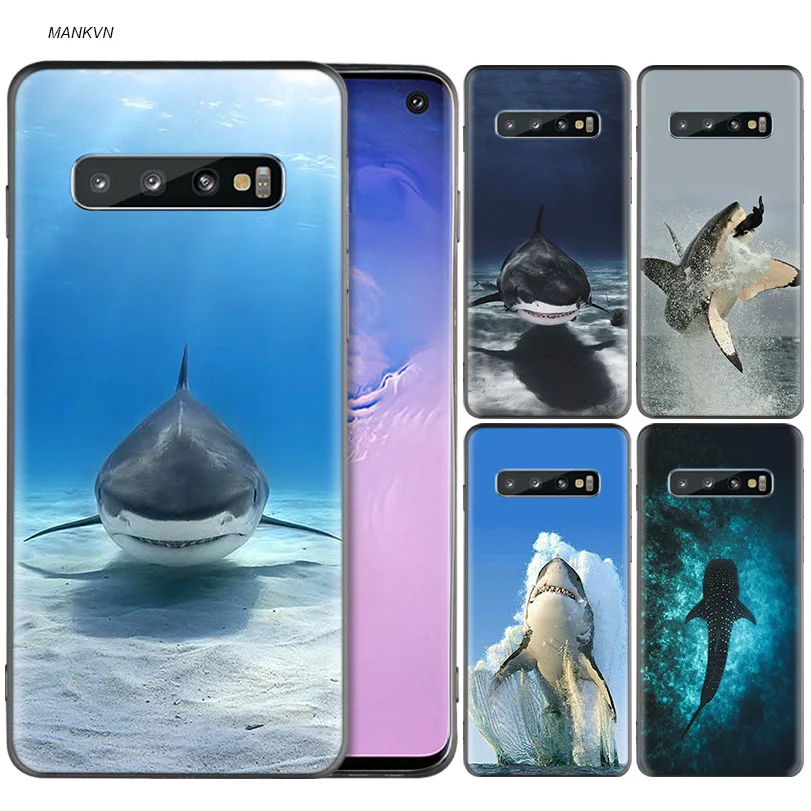 

ocean Whale Sharks fish Black Silicone Case for Samsung Galaxy M40 M20 S10e S10 S9 M10 S8 Note 8 9 10 Plus 5G S7 S6 Edge S8+ S9+