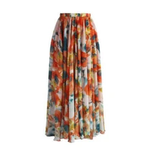 3 стиля Для женщин шифоновая юбка цветочный Для женщин длиной макси Chiffion юбки Свободные Boho пляжная юбка Новая летняя модная одежда