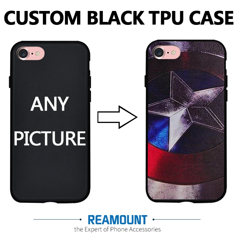 

3D Relif Customize Personalize Design TPU Black Cover Case for iphone 7 7plus for iphone 6s 6s plus Mobile Phone Cover Case