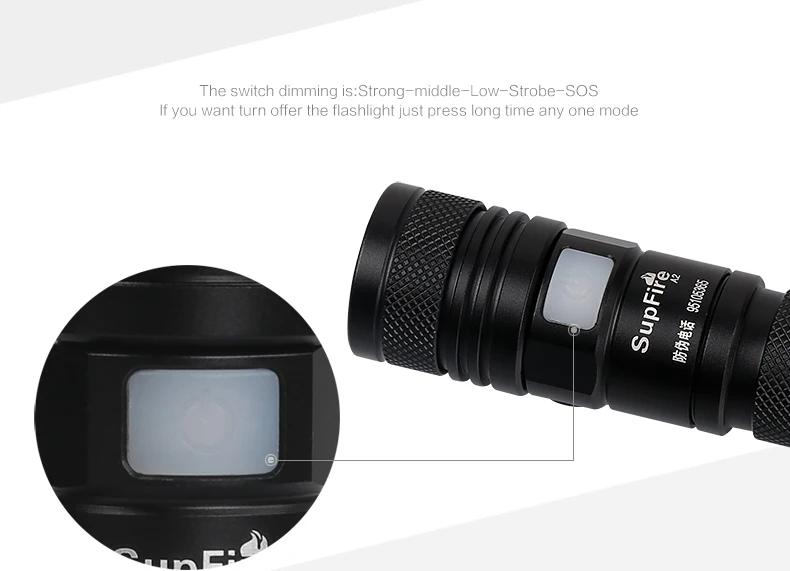 Светодиодный мини-фонарик Supfire A2 CREE XM-L L2 1200LM, масштабируемый фонарь с USB аккумулятором 18650