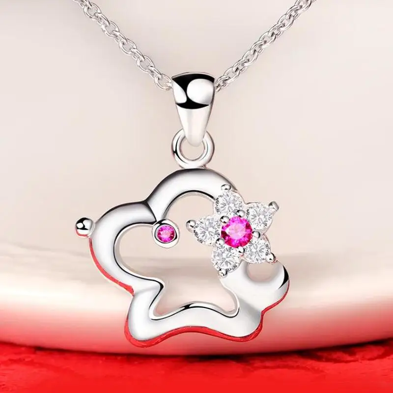 

Everoyal Top Quality Silver 925 Girl Clavicle Necklace Jewelry Female Vintage Crystal Animal Pendant Necklace For Women Bijou