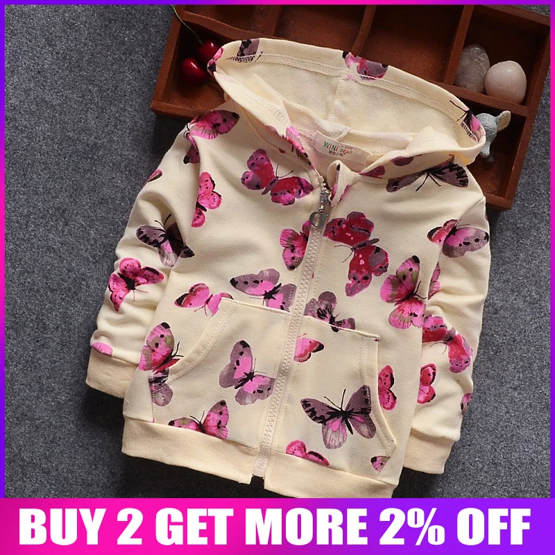 BibiCola autumn toddle baby jackets butterfly print toddle hooded