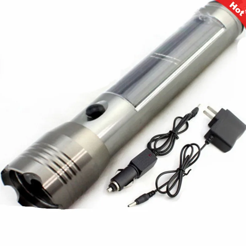 High quality waterproof rechargeable led flashlight aluminum solar