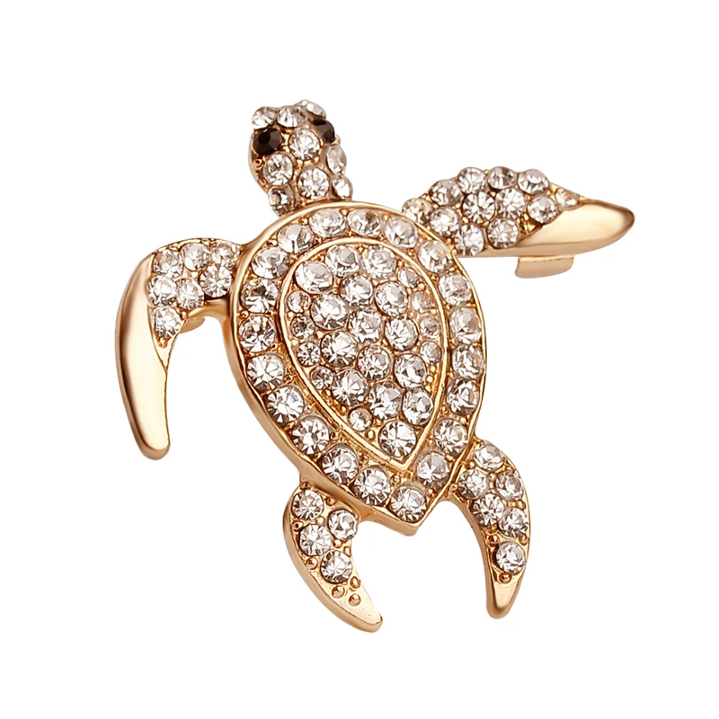 full crystal Turtle Pins Brooches Fashion full Rhinestone cute Little Sea animal Brooches For