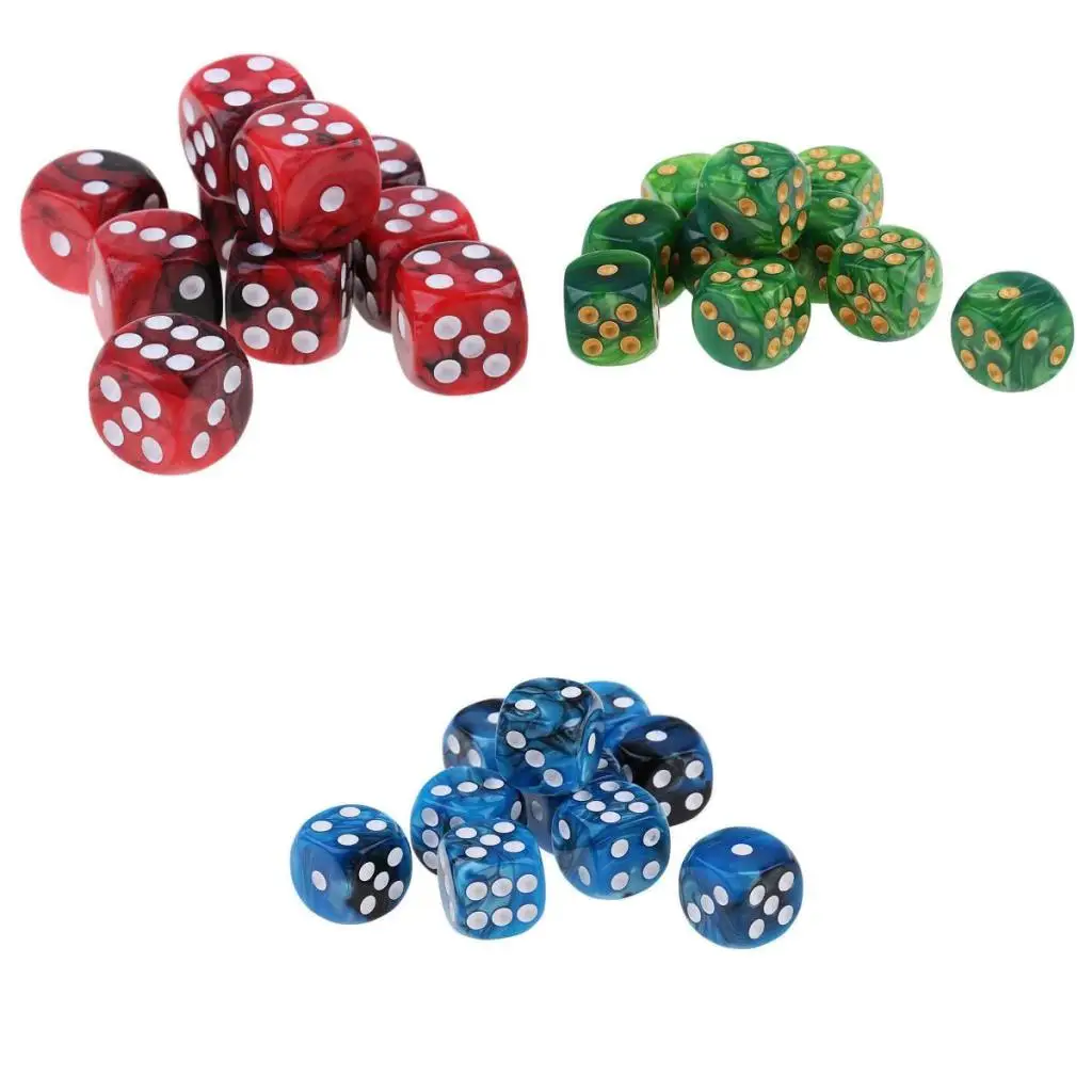 MagiDeal 30Pcs 16mm Six Sided D6 Dices Party Fun Toy for RPG MTG DND Dungeons and Dragons Gambling Craps