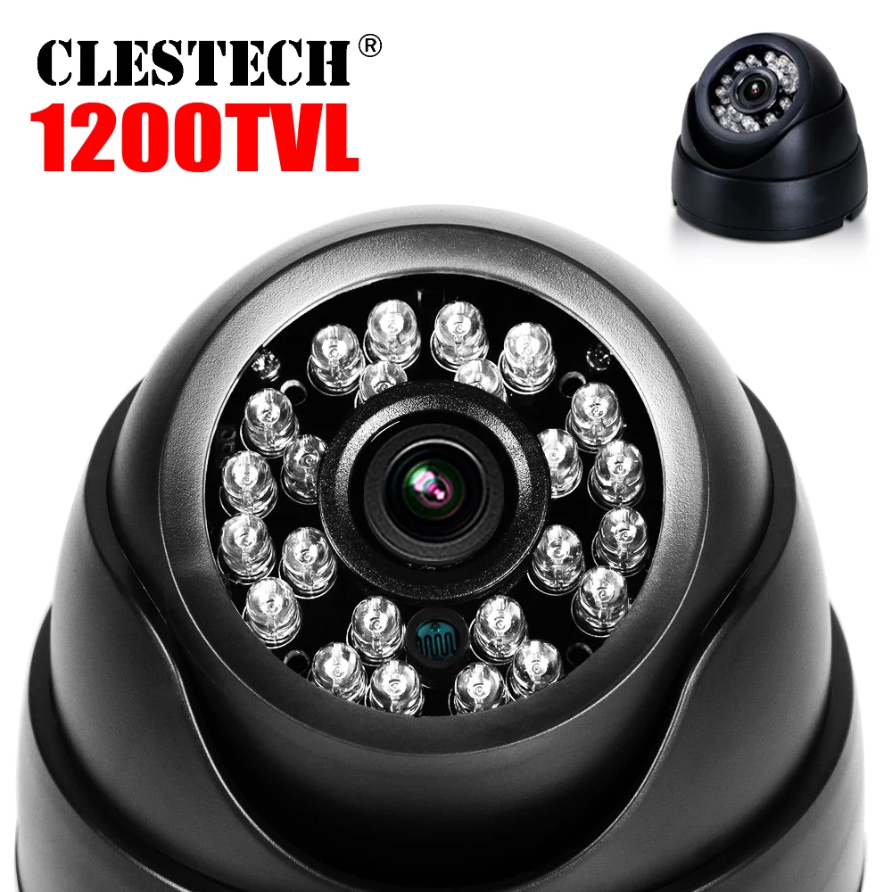 

Countdown Sale!1/4"CMOS 1200TVL Indoor Dome HD Mini Camera 24led IRCut Security Surveillance Night Vision 30m Home Video vidicon