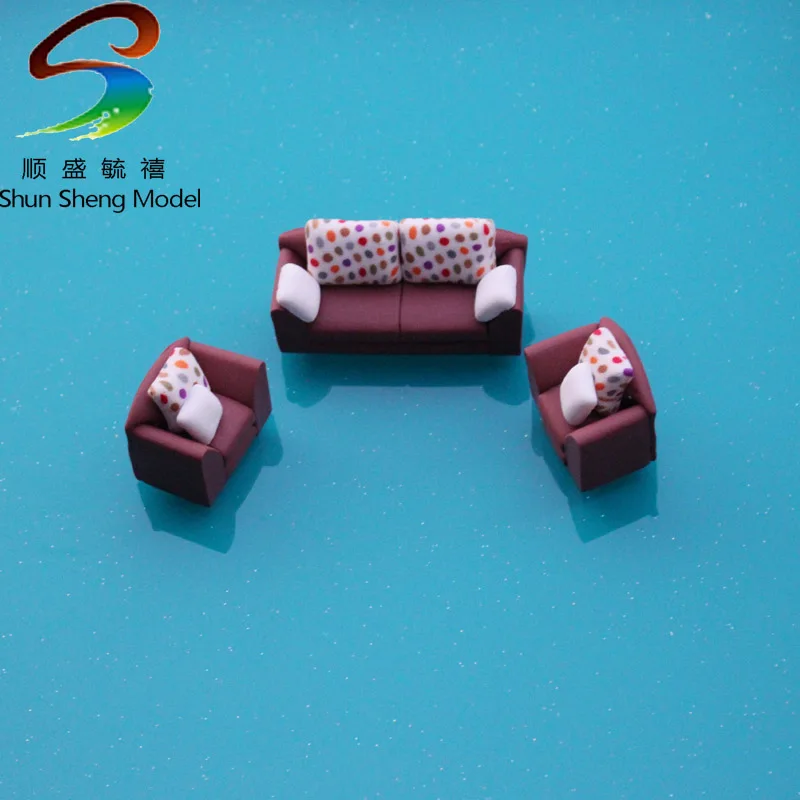 

VSF21 Brown Color 2017 Mini Model sofa set For Model Design scale 1:25--1:50 design flower miniature model Furniture