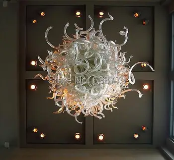 

Free Shipping 100% Handmade Artistic Blown Glass Round Crystal Chandelier