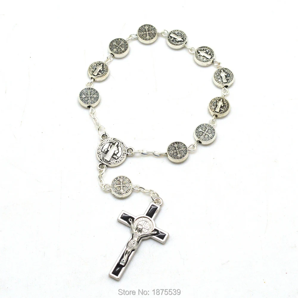 

Perfect Gift for First Holy Communion Alloy Bead St Benedict Decade Rosary
