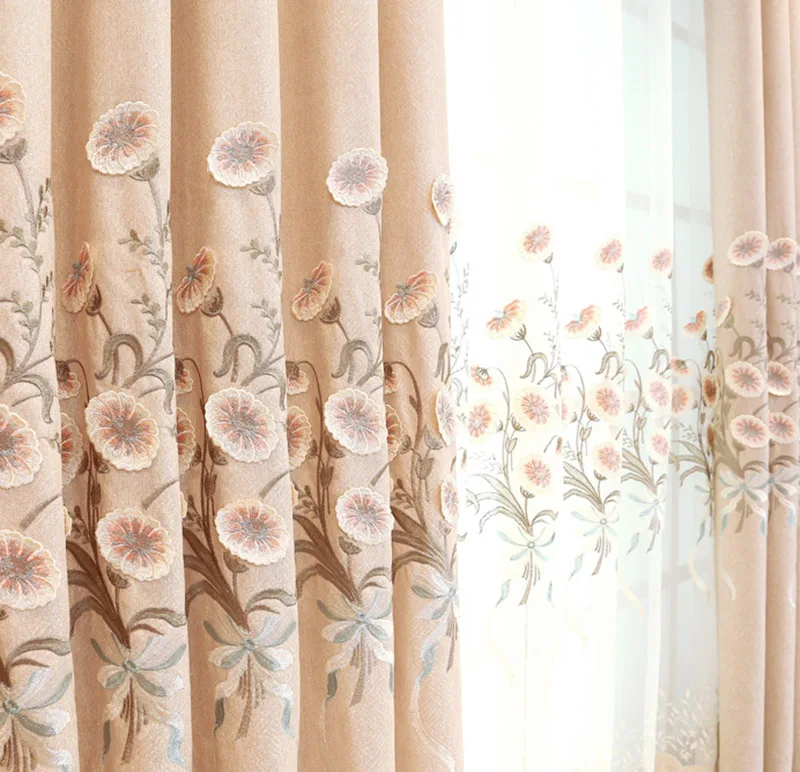 Китайская Цветочная вышивка, занавеска, роскошный тюль для гостиной, спальни, окна отеля, экран, занавеска, ткань и вуаль, X-HM005* 40