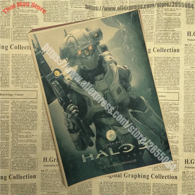 HALO 4 5 Guardians Master Chief Art винтажный основной плакат из крафт-бумаги с принтом Vedio игры картинки для гостиной настенный Декор