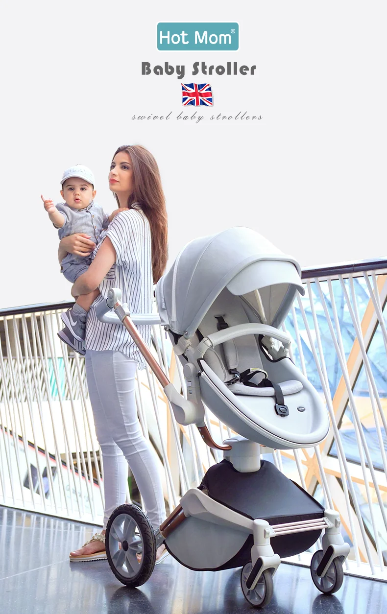 Горячая мама детская коляска 3 в 1 дорожная система с люлькой и автокреслом функция вращения 360 °, роскошная коляска F023