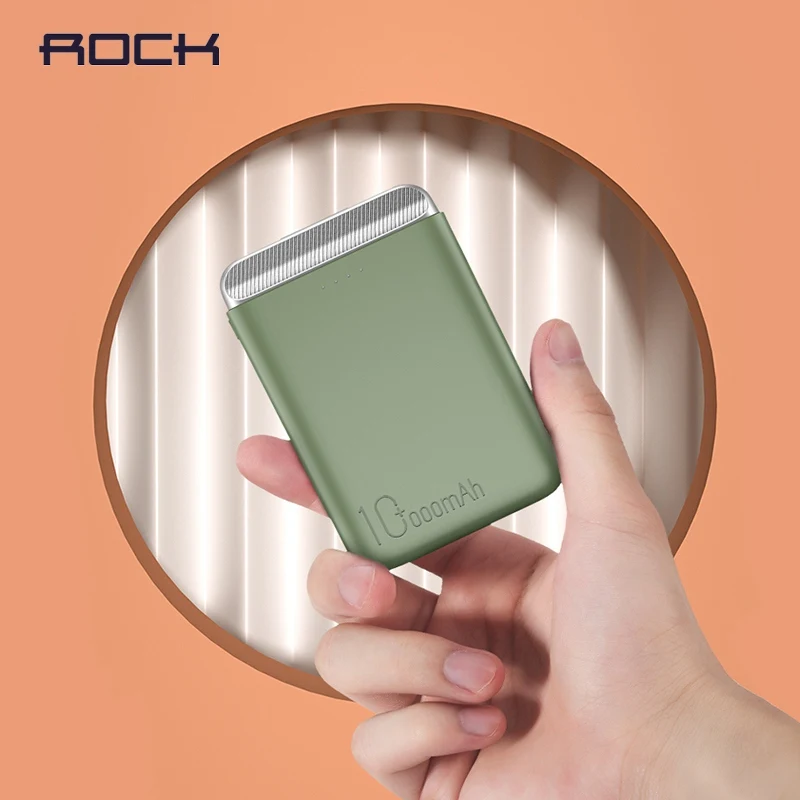 

ROCK 10000 mAh Mini Power Bank for Xiaomi Portable Charger 10000mAh Power Bank Fast Charging Dual USB External Battery Charger