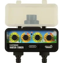 Автоматический электронный таймеры воды орошения сада с интервал задержки, 2 розеток, принять электромагнитный клапан, 4 вращающиеся циферблаты