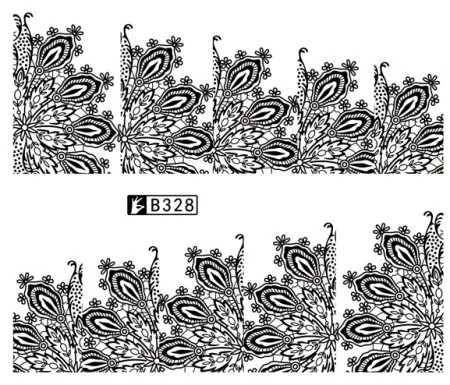 48 дизайнов, переводные наклейки для ногтей с цветами и водой, черная/белая Красивая фольга для обертывания, Переводные картинки, Временные татуировки, водяные знаки, B313-336