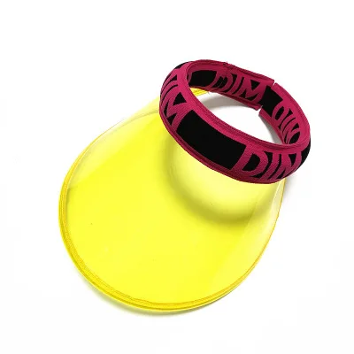 

2018 Women Summer Clear Unbreakable Visor Cap Transparent Empty Top Letter PVC Big Brimmed Sun Hat